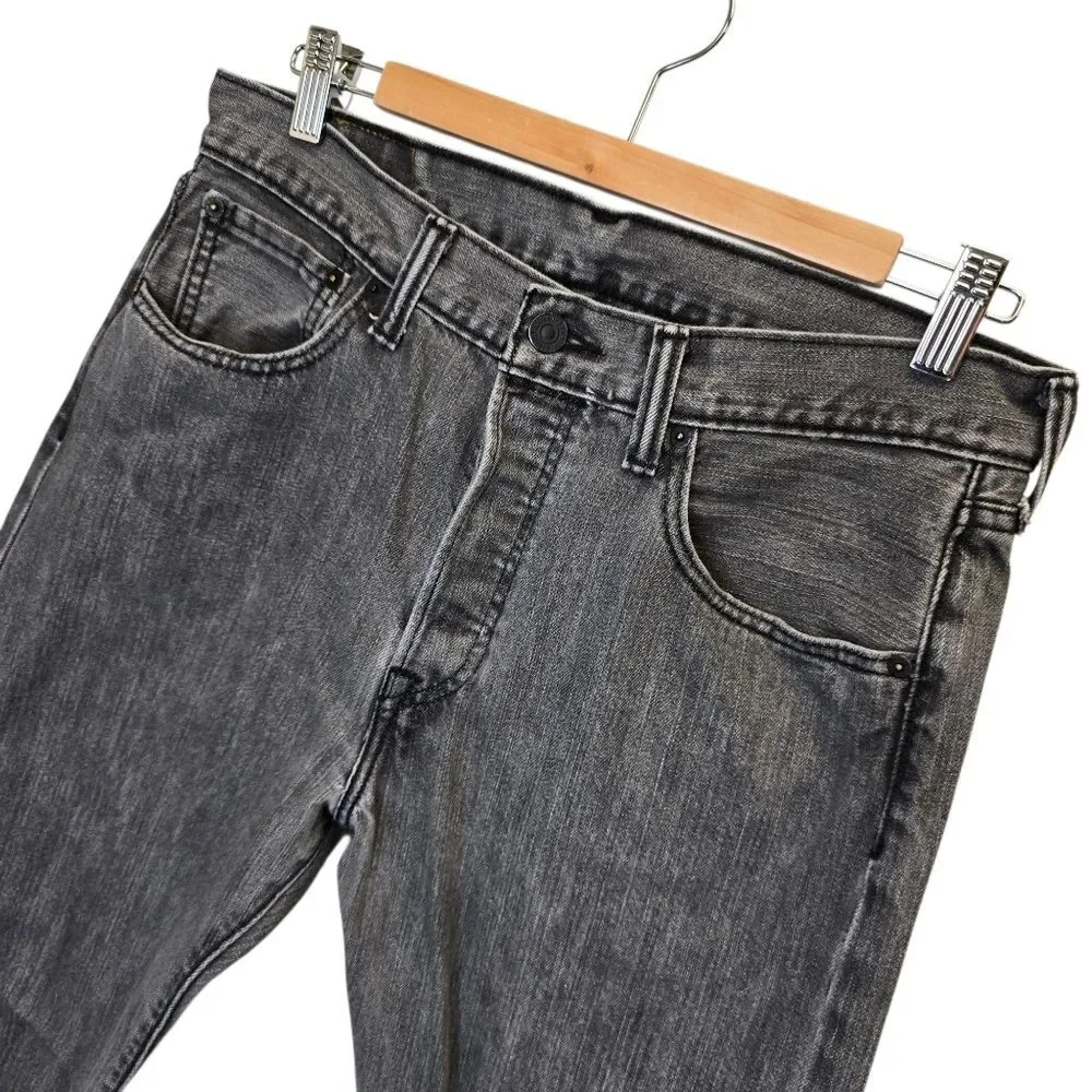 Levi's 501 Men's 32x32 Striaght Fit Stone Washed Gray Denim Jeans 501-6275